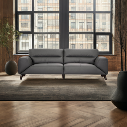 Sonoma 3 Seater Leather Sofa Gunmetal