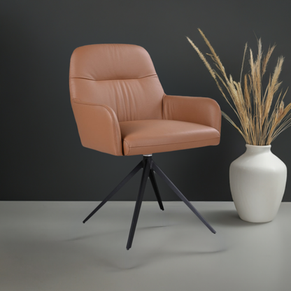 Calvin Leather Swivel Arm Chair Cogna