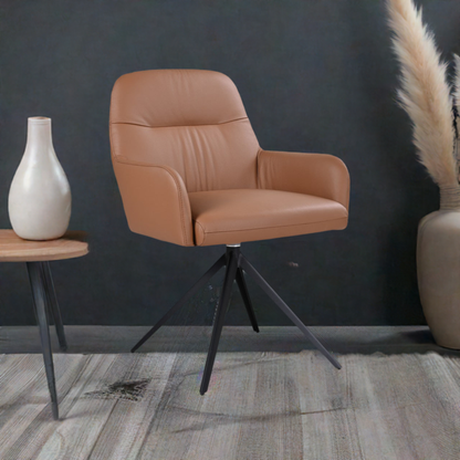 Calvin Leather Swivel Arm Chair Cogna