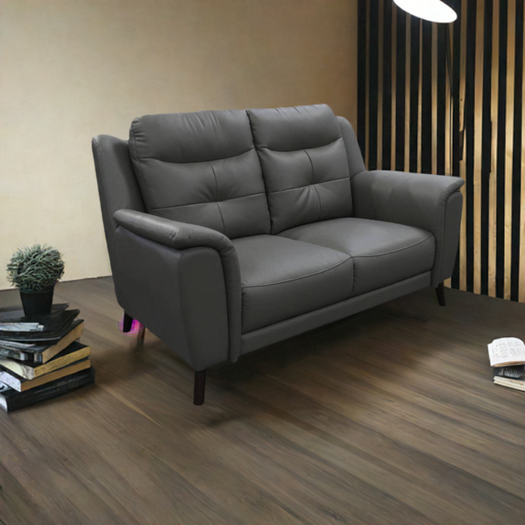 Georgia 2 Seater Leather Sofa Gunmetal