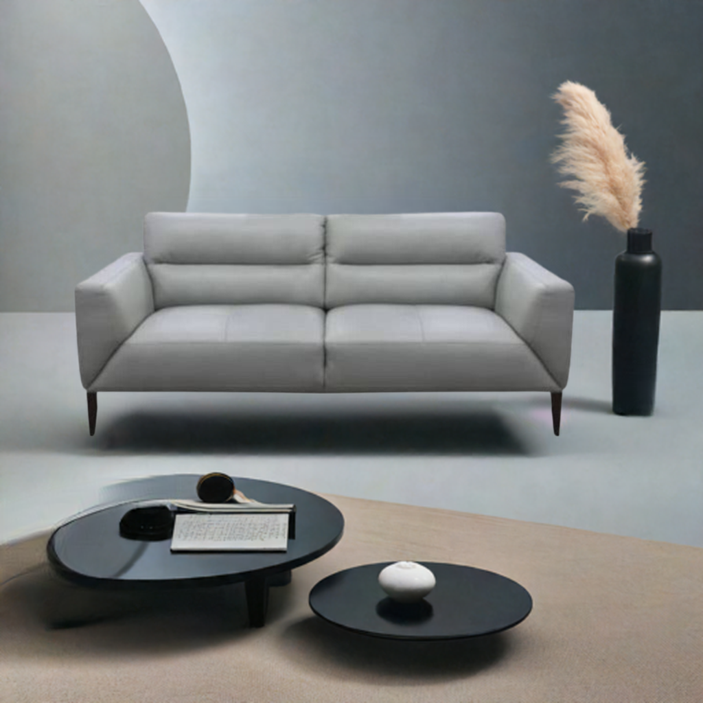 Sonoma 2 Seater Leather Sofa Silver