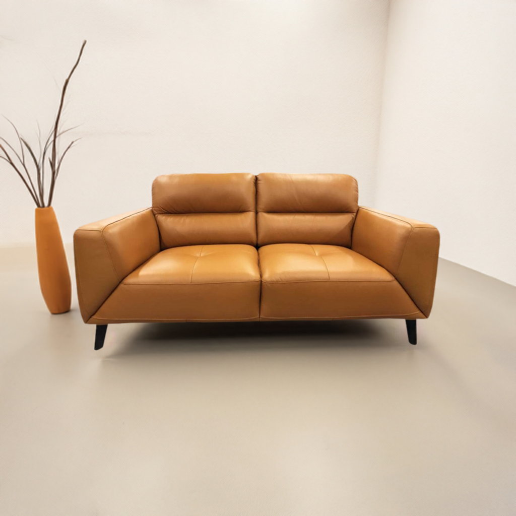 Sonoma 3 Seater Leather Sofa Tangerine