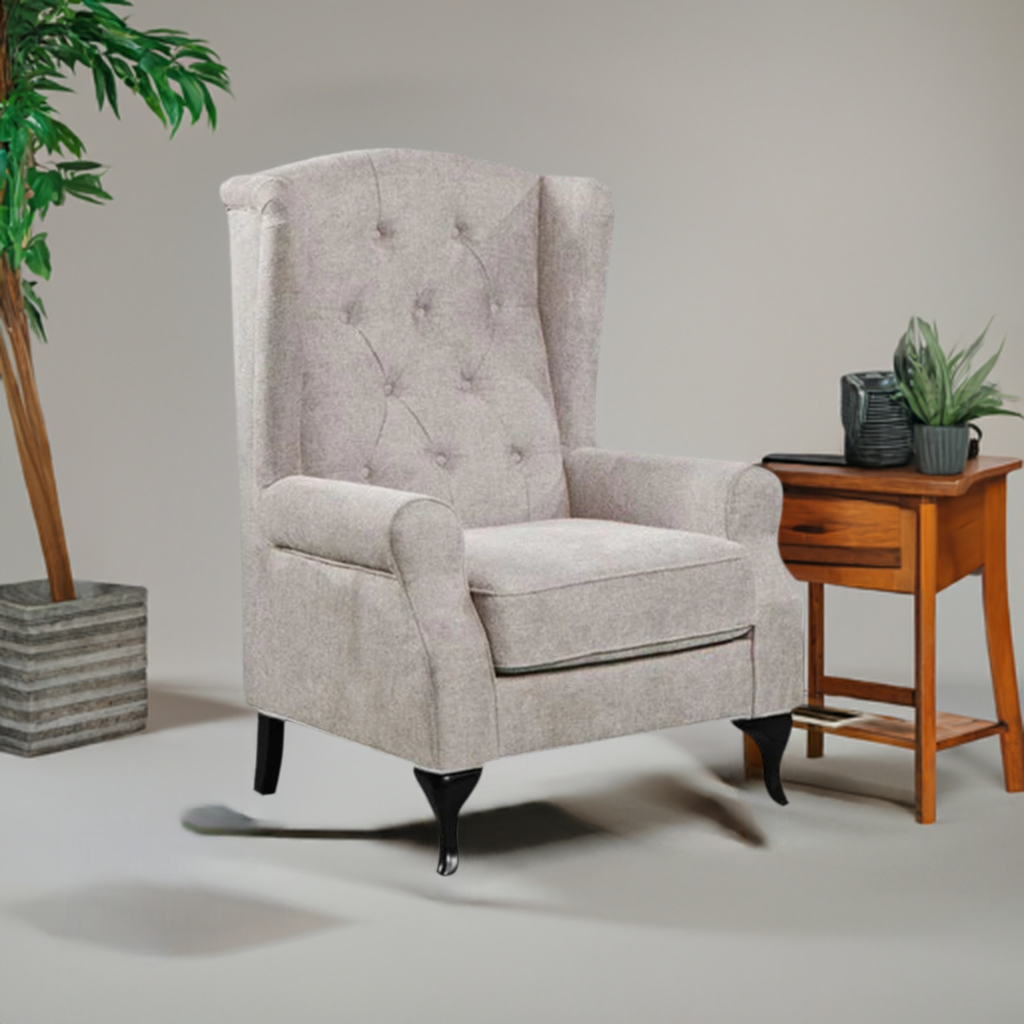 Taegon Royal Chesterfield 3+2 Seater Fabric Sofa- Beige