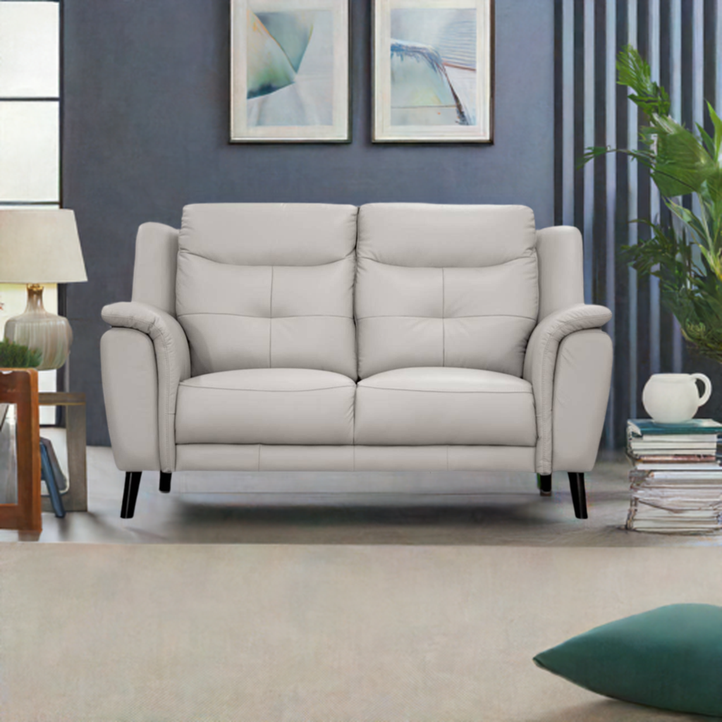 Georgia 2 Seater Leather Sofa Silver