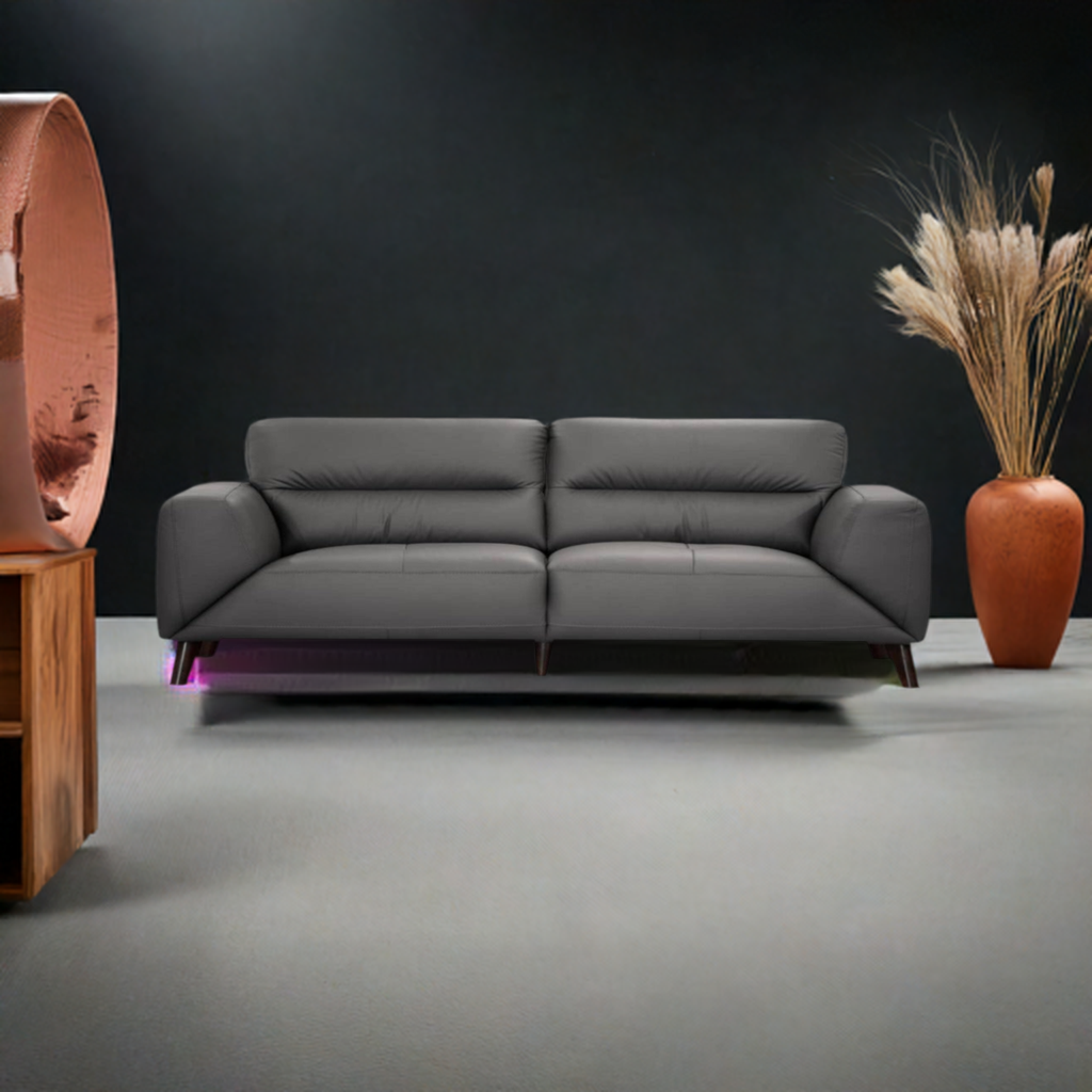 Sonoma 2 Seater Leather Sofa Gunmetal