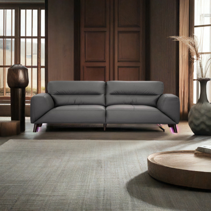 Sonoma 3 Seater Leather Sofa Gunmetal