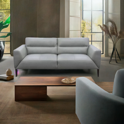 Sonoma 3 Seater Leather Sofa Silver