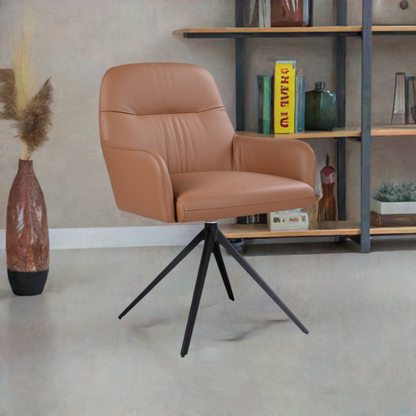 Calvin Leather Swivel Arm Chair Cogna
