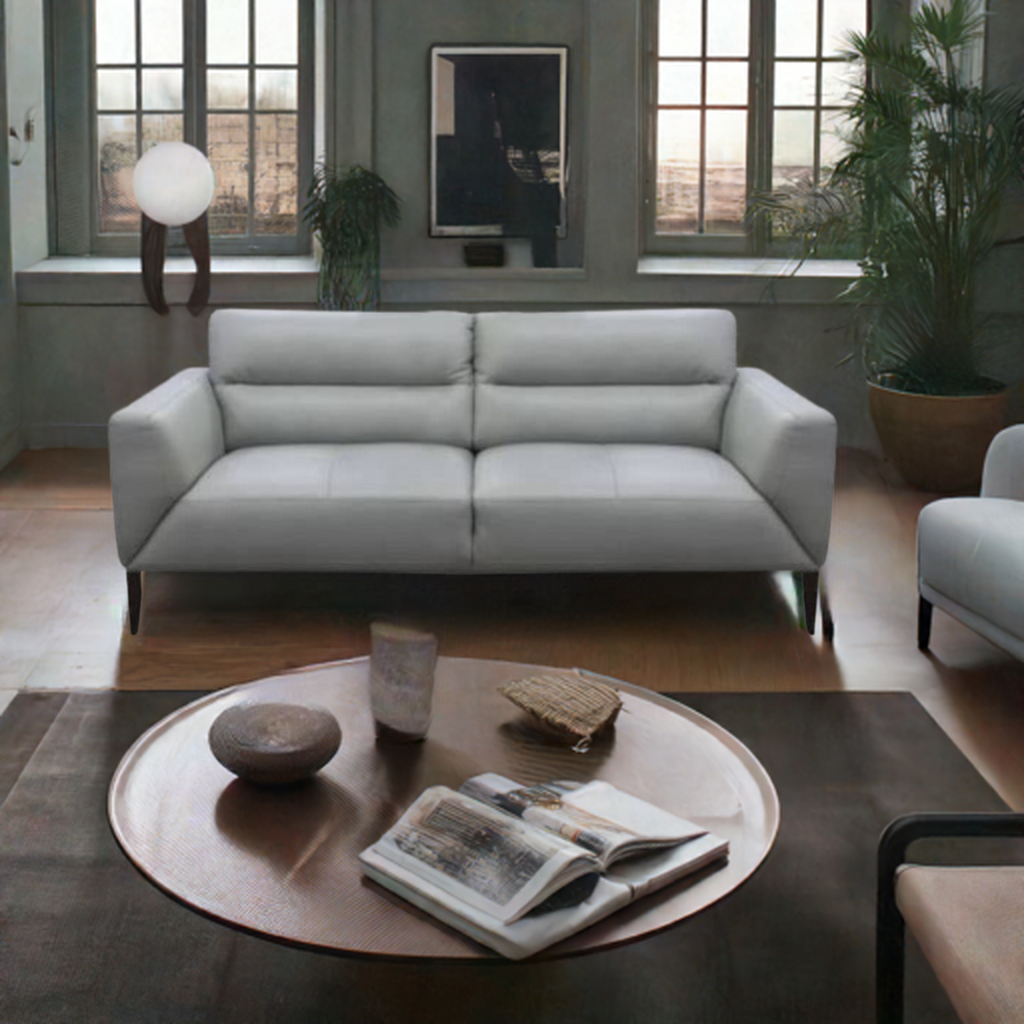 Sonoma 2 Seater Leather Sofa Silver