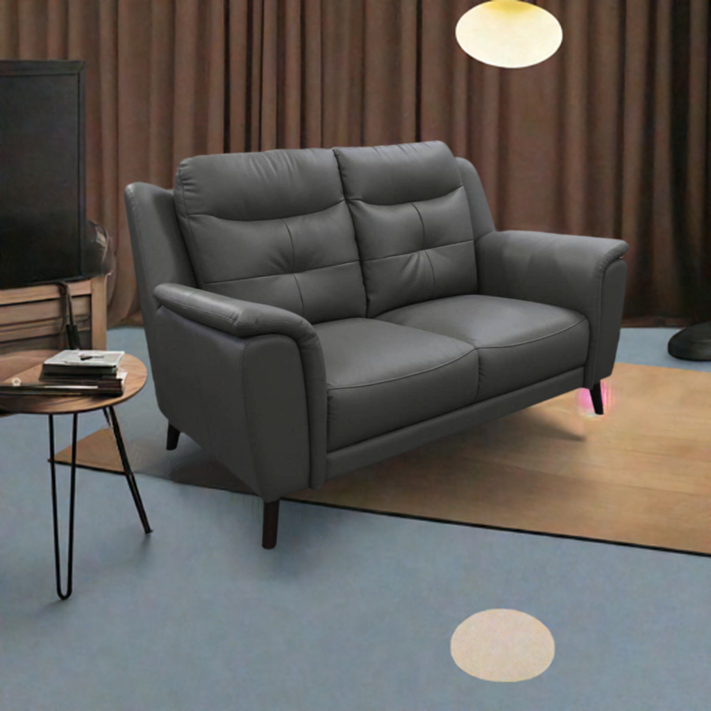 Georgia 2 Seater Leather Sofa Gunmetal