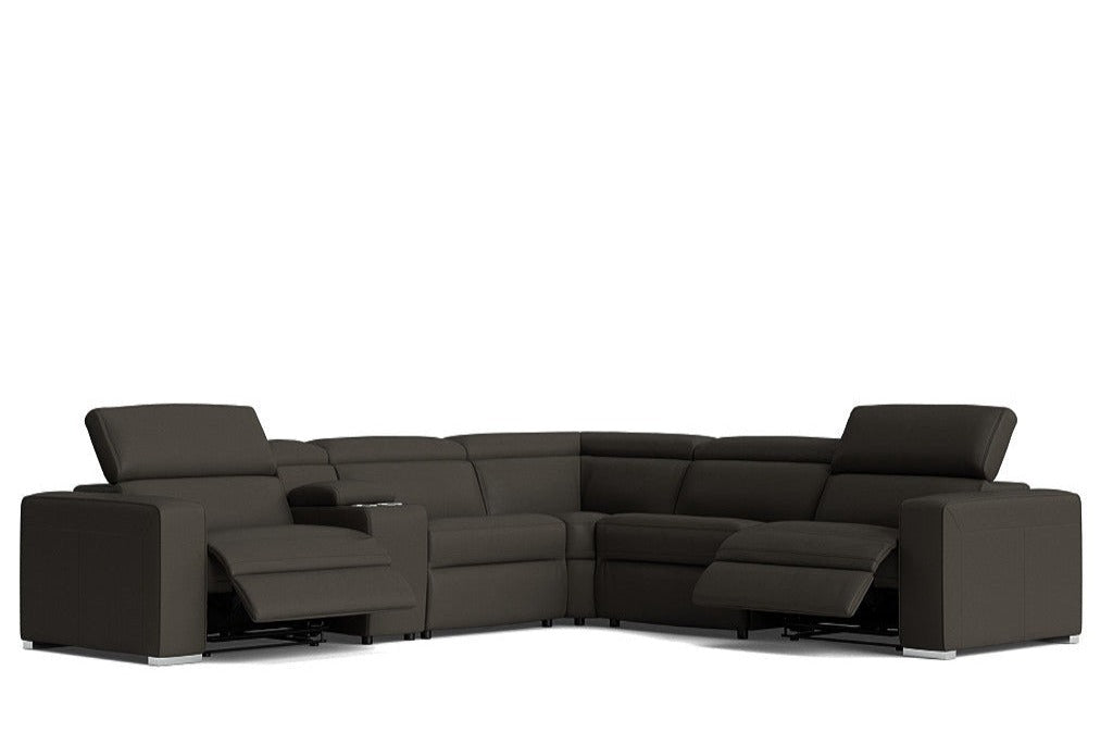 Eve Leather Electric Recliner Modular Lounge Black