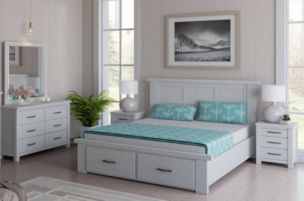 Florida Queen Bed- Brushed White