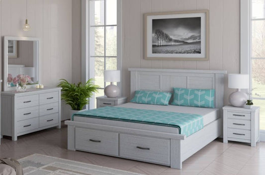 Florida Queen Bed- Brushed White