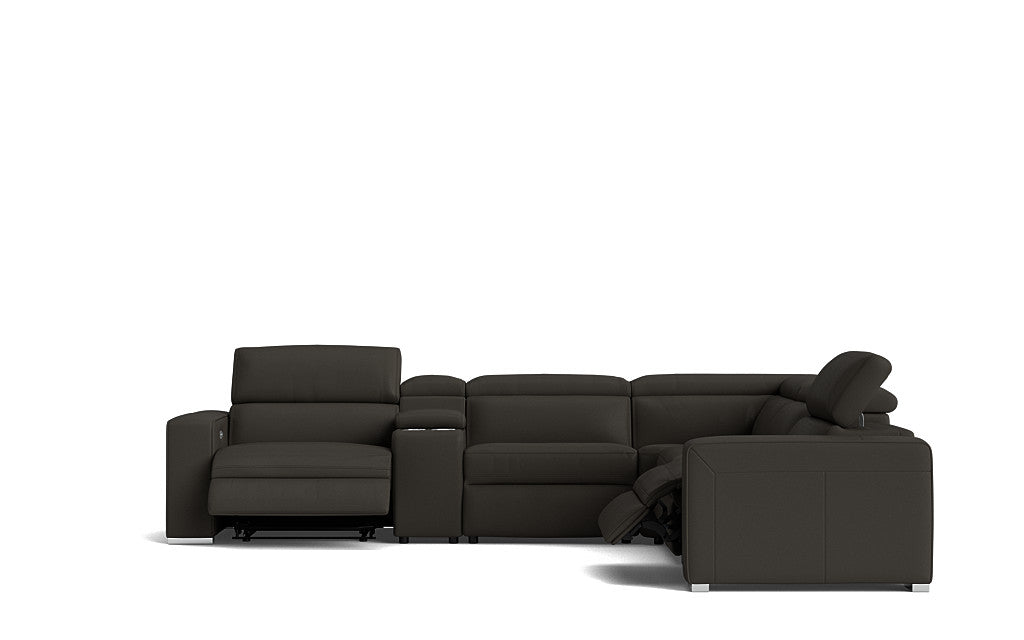 Eve Leather Electric Recliner Modular Lounge Black