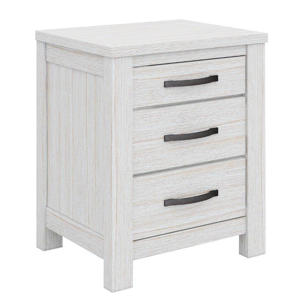 Florida 3 Drawers Bedside Table White Wash