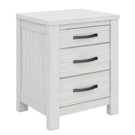 Florida 3 Drawers Bedside Table White Wash