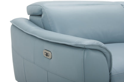 Darcy Electric Recliner Right Chaise Leather Sofa Lounge Blue