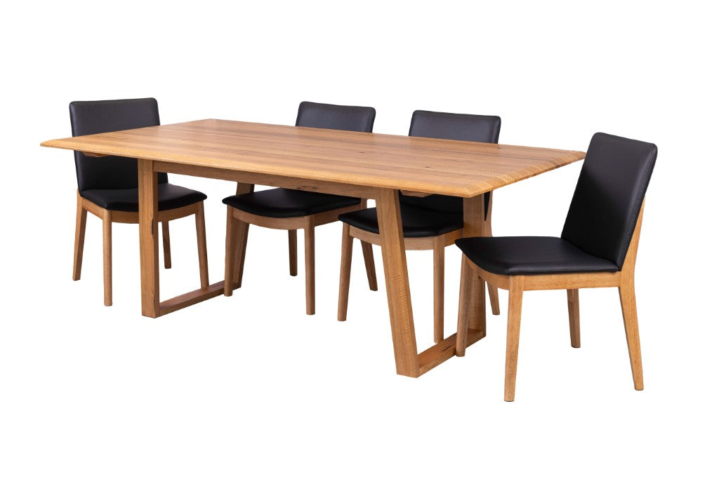 Galway 200CM Dining Table WITH 6 Pewter Chairs Kit -Natural