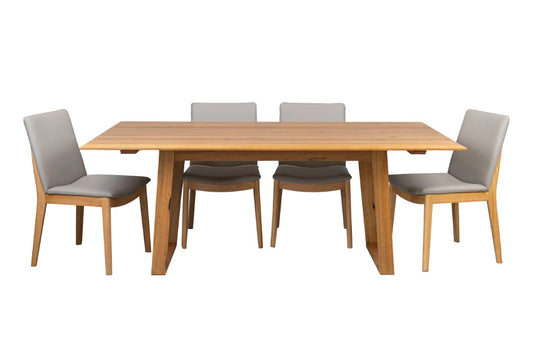 Galway 200CM Dining Table WITH 6 Pewter Chairs Kit -Natural
