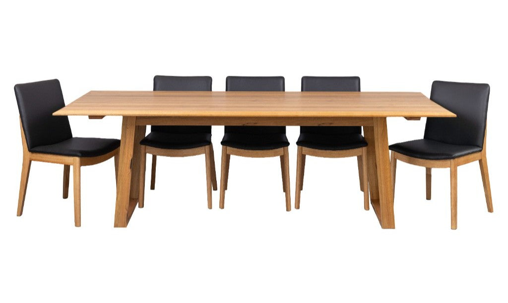 Galway 240CM Dining Table WITH 8 Black Chairs Kit -Natural