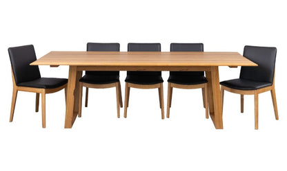 Galway 240CM Dining Table WITH 8 Black Chairs Kit -Natural