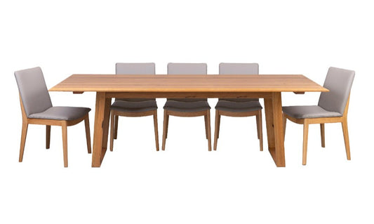 Galway 240CM Dining Table WITH 8 Pewter Chairs Kit -Natural