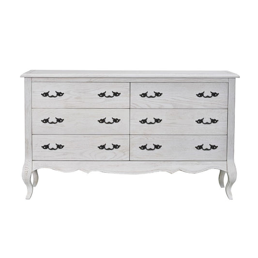 French Provincial Fleur Antique White Dresser