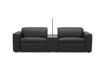 Sydney Home Theatre Cowhide Leather 2 Electric Recliner & Console-Graphite