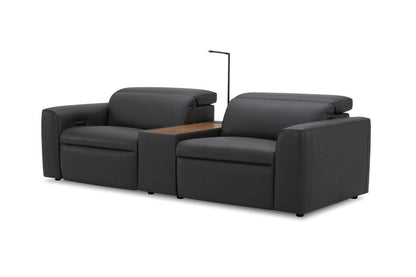 Sydney Home Theatre Cowhide Leather 2 Electric Recliner & Console-Graphite