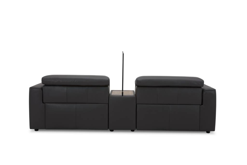 Sydney Home Theatre Cowhide Leather 2 Electric Recliner & Console-Graphite
