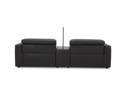 Sydney Home Theatre Cowhide Leather 2 Electric Recliner & Console-Graphite