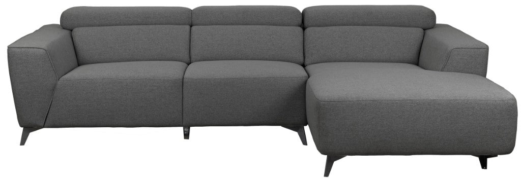 Lincoln Fabric 2.5 Seater Right Hand Chaise Sofa- Graphite