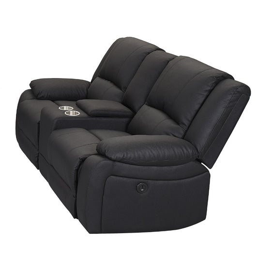 Captain 3 Seater Rhino Suede Fabric Electric Recliner Lounge -Black Onyx
