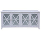 Hampton Acacia Timber 180cm 4 Drawer Glass Buffet-White