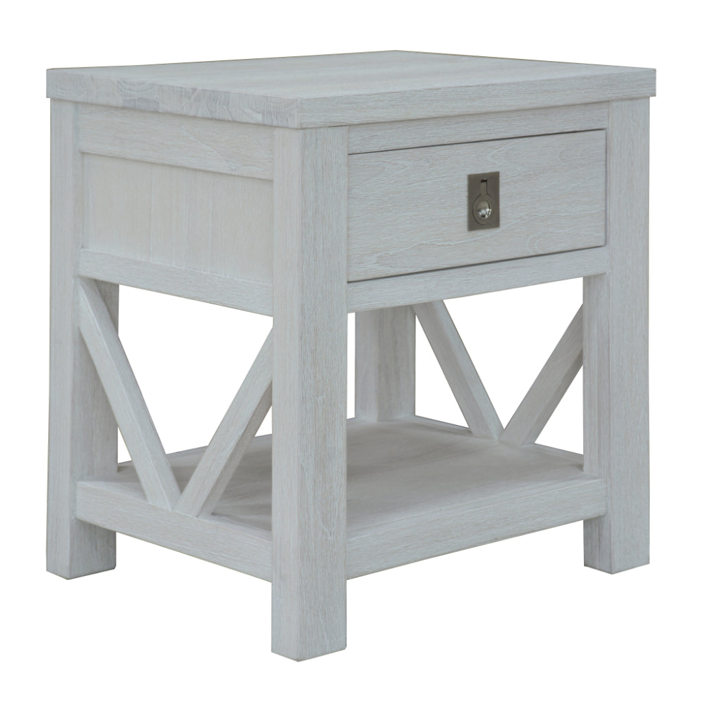 ATLANTIC 1 Drawer Bedside Table White Wash