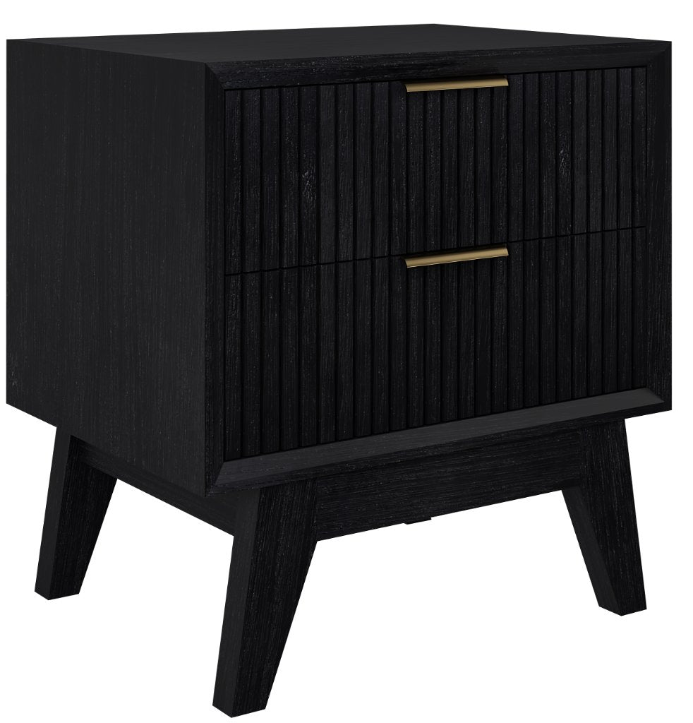 ELLA 2 Drawer Bedside Table Brushed Black