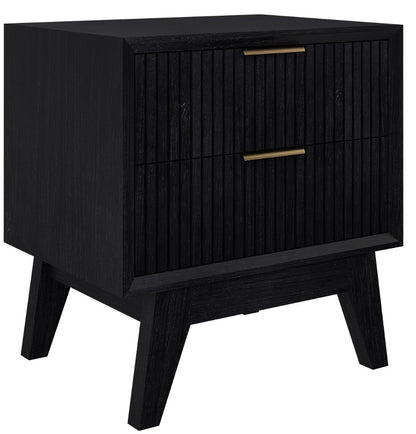 ELLA 2 Drawer Bedside Table Brushed Black