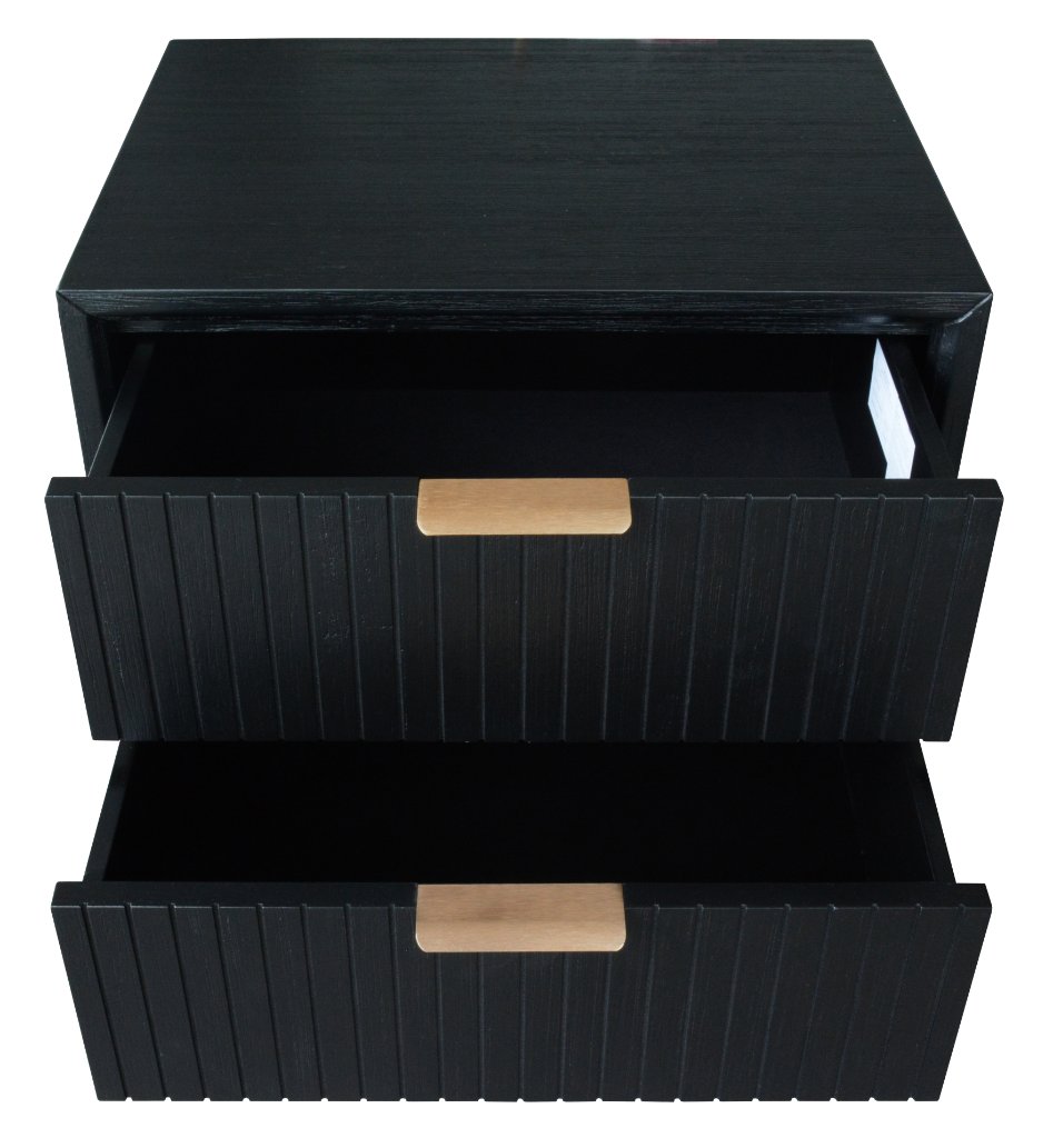 ELLA 2 Drawer Bedside Table Brushed Black