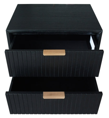 ELLA 2 Drawer Bedside Table Brushed Black
