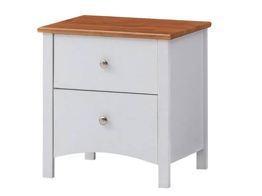 GENEVA 2 Drawer Bedside Table White Pine