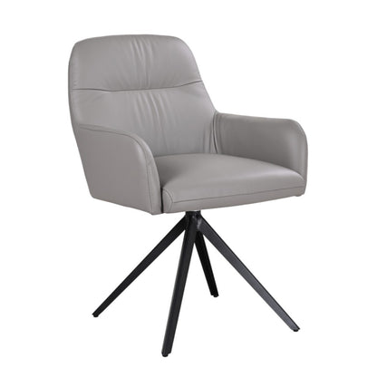 Calvin Leather Swivel Arm Chair Grey