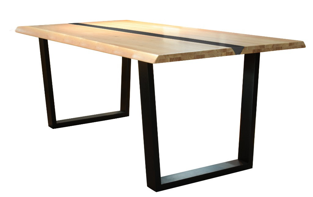 Dorian Black Resin Natural Timber Dining Table Room Set
