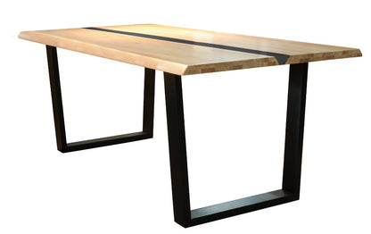 Dorian Black Resin Natural Timber Dining Table Room Set