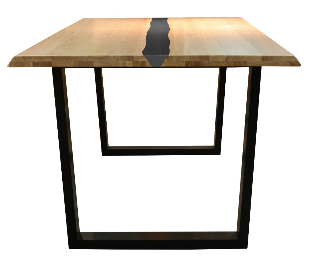 Dorian Black Resin Natural Timber Dining Table Room Set
