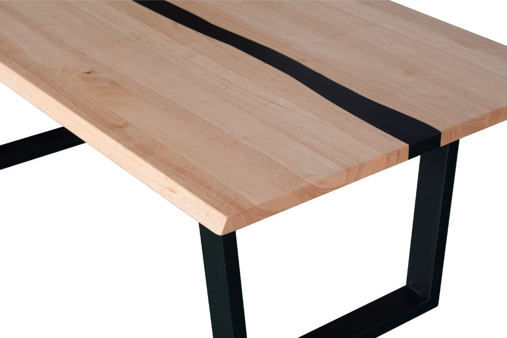 Dorian Black Resin Natural Timber Dining Table Room Set