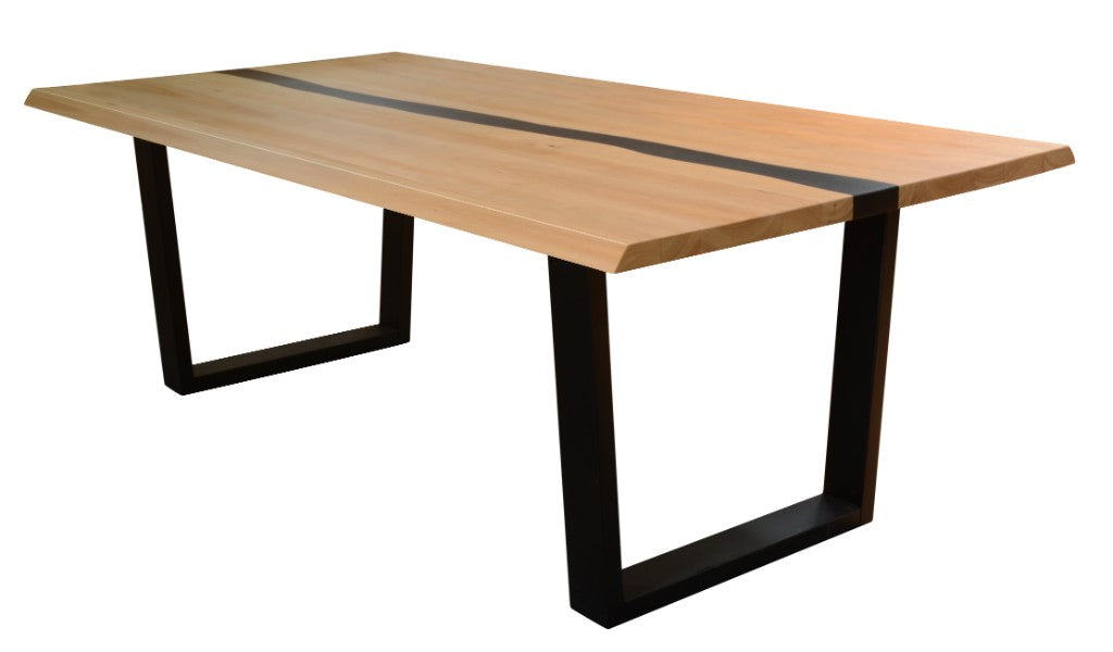 Dorian Black Resin Natural Timber Dining Table Room Set