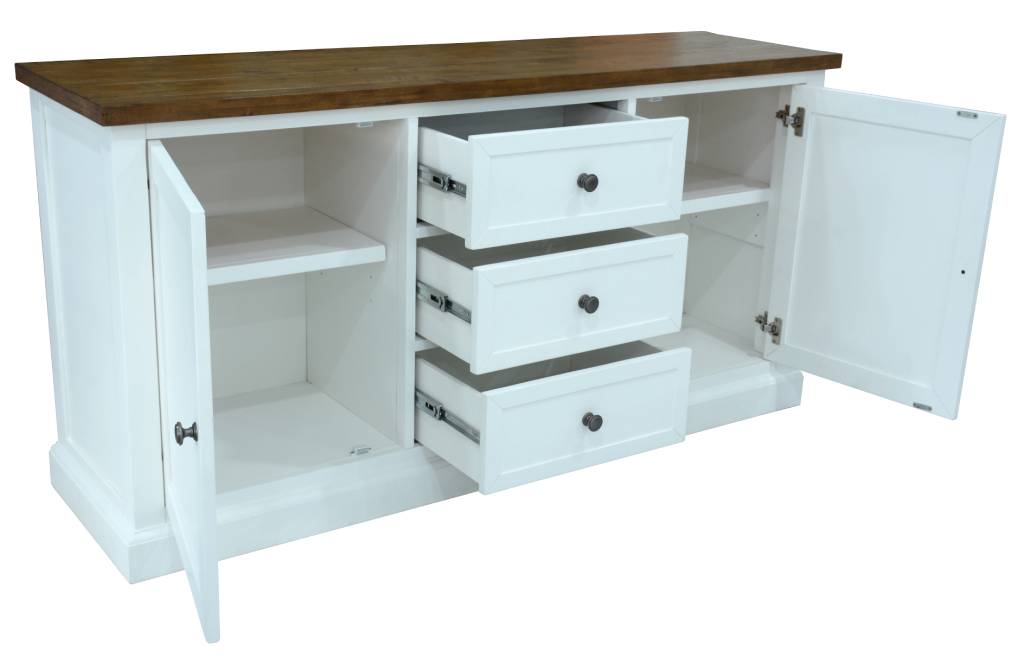 Montreal 165 cm 2 Drawer/ 3 Drawer Buffet- Natural Top Oak White