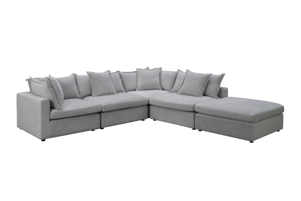 Carolina Feather Corner Modular Plus Ottoman Lounge- Silver