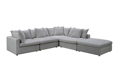 Carolina Feather Corner Modular Plus Ottoman Lounge- Silver