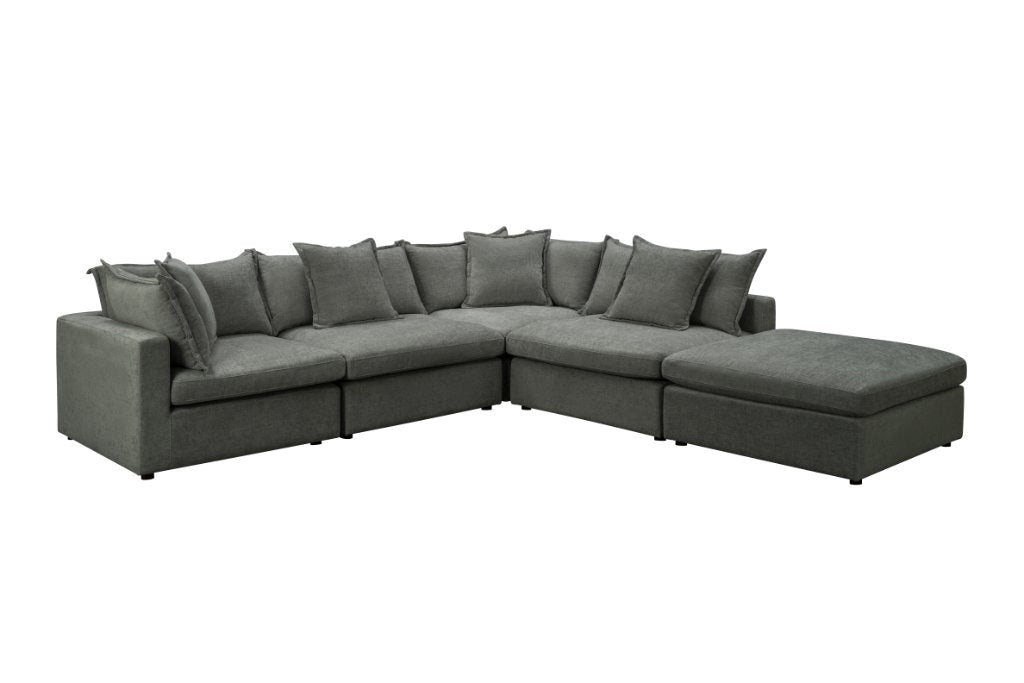 Carolina Feather Corner Modular Plus Ottoman Lounge -Pewter